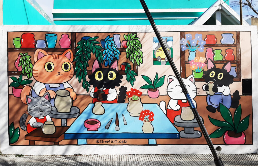Mural gatitos cerámica