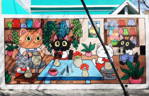 Mural gatitos cerámica