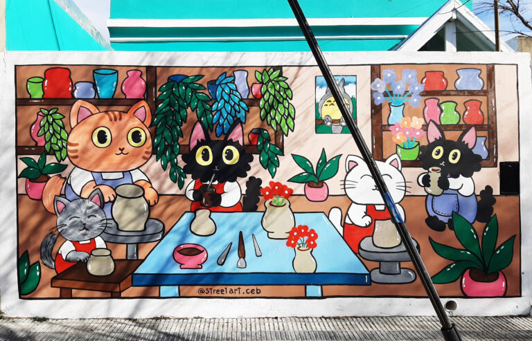 Mural gatitos cerámica